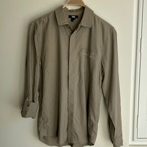 PAIGE Ferrell Long Sleeve Shirt Soft Tan Linen Blend Fabric Men’s Size Small